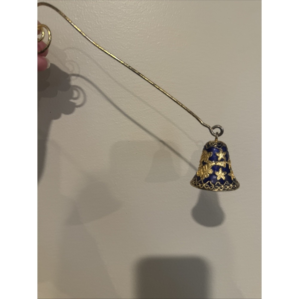 Vintage Enameled Cloisonne Gold Stars Angel‎ Candle Snuffer With Coiled Handle